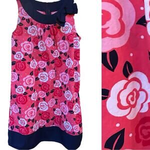 Gymboree Floral Rose Valentine’s Day Dress Pink and Navy Size 8